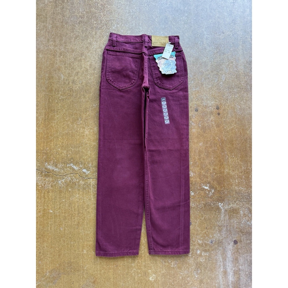 Lee 90s Burgundy Loose Fit Tapered Jeans Pants Boys 14 25Wx29L NWT USA Made